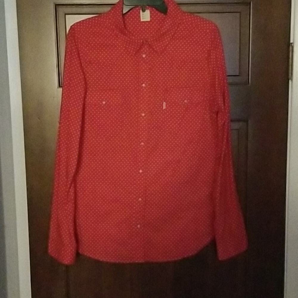 Levi's red white polka dot button down
